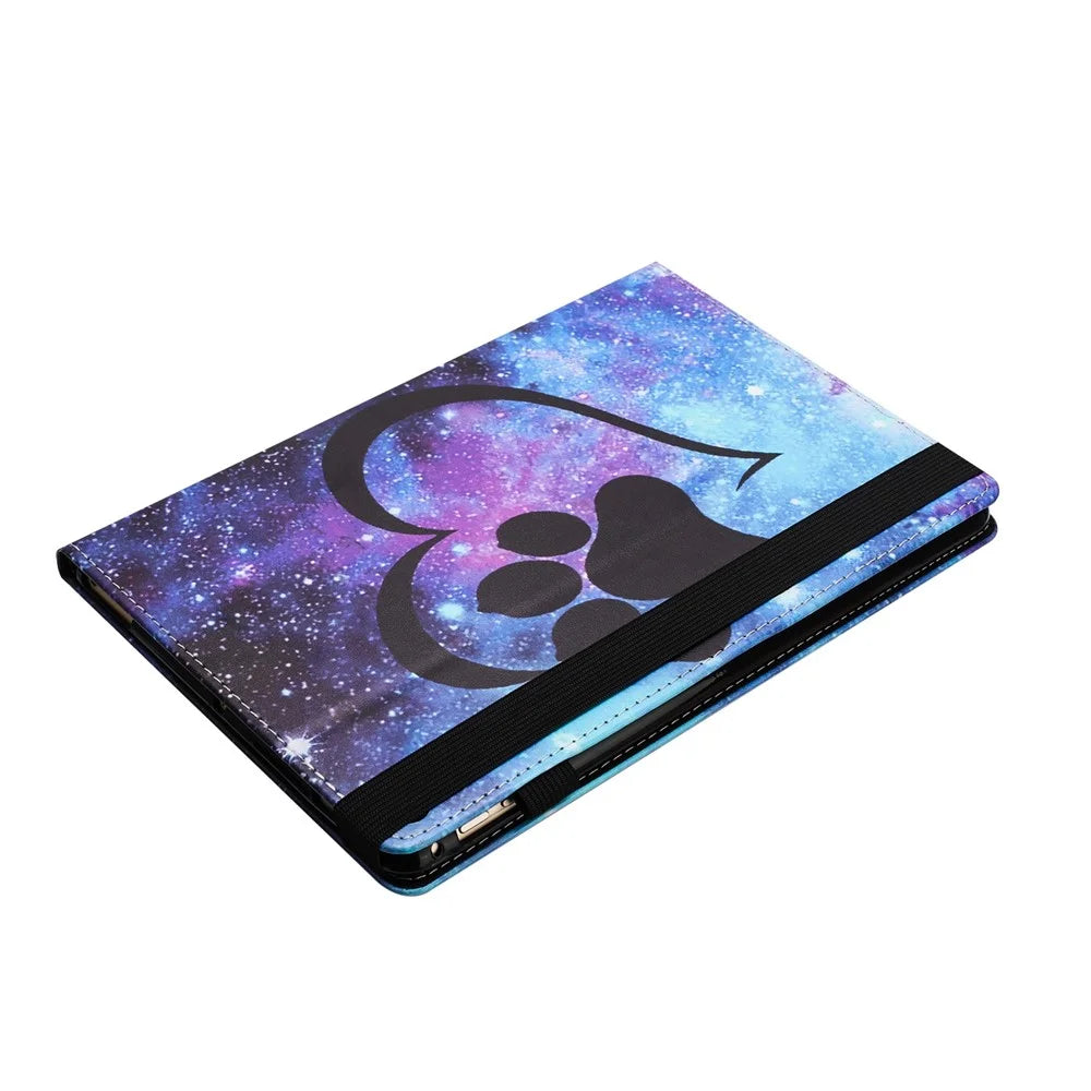 For Samsung Galaxy Tab A 10.1 (2016) T580 / T585 PU Leather Tablet Case Stand Shockproof Pattern Printing Cover - Love Footprint - 6
