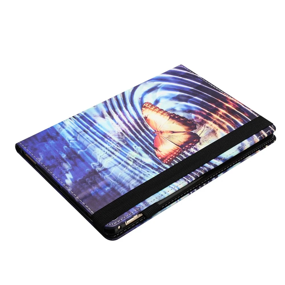 PU Leather Tablet Stand Case for Samsung Galaxy Tab A7 10.4 (2020) / (2022) Pattern Printing Card Holder Tablet Shell - Wave Butterfly - 6