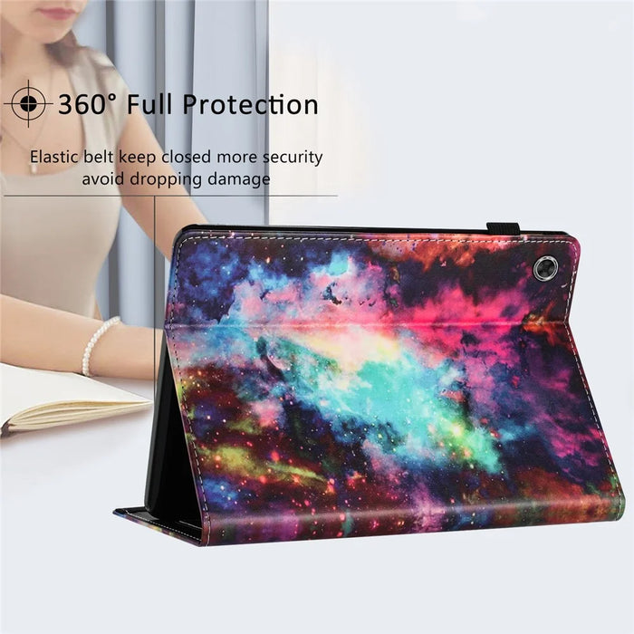 For Samsung Galaxy Tab A8 10.5 (2022)  /  (2021) Pattern Printing PU Leather Tablet Case Stand Cover Card Slot - Starry Sky - 7