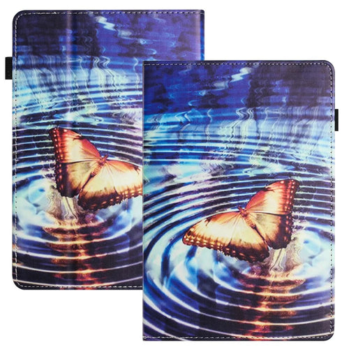 For Amazon Kindle Paperwhite 5 (2021) PU Leather Tablet Protective Case Pattern Printing Anti-drop Tablet Stand Shell - Wave Butterfly - 1