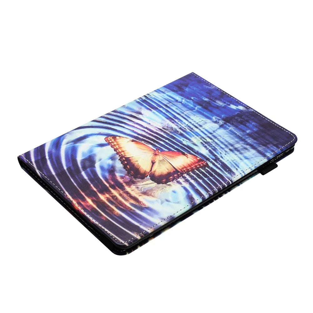 For Amazon Kindle Paperwhite 5 (2021) PU Leather Tablet Protective Case Pattern Printing Anti-drop Tablet Stand Shell - Wave Butterfly - 5