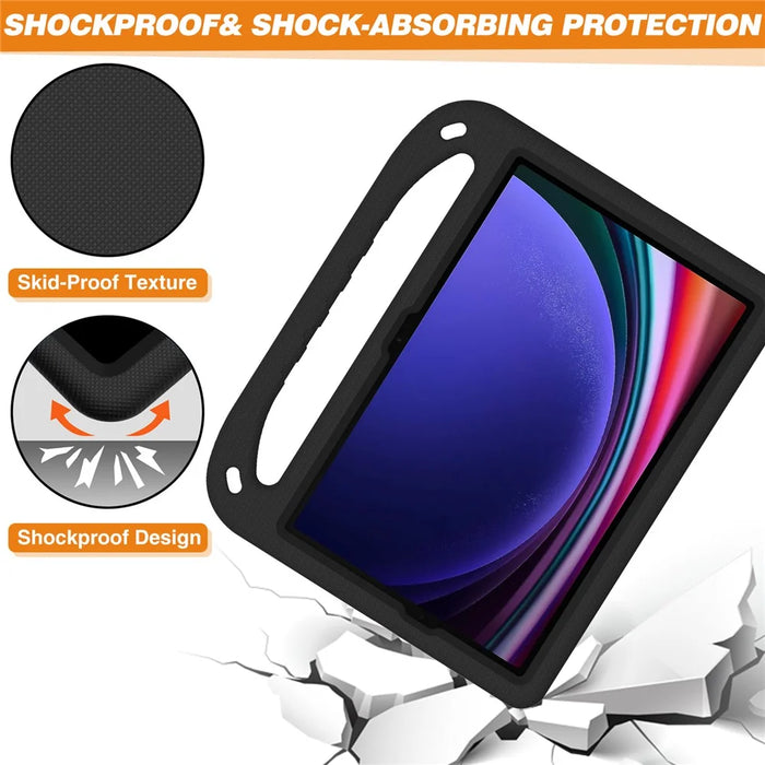 Handle EVA Case for Samsung Galaxy Tab S7 / S8 / S9 , Shockproof Kickstand Tablet Cover - Black - 3