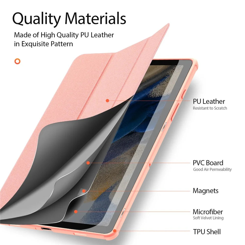 DUX DUCIS Domo Series For Samsung Galaxy Tab A9+ Business Stand Cover PU Leather Smart Sleep Tablet Case - Pink - 6