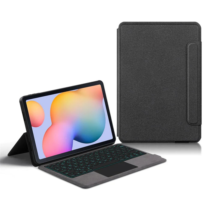 For Samsung Galaxy Tab S6 Lite (2024) / S6 Lite (2022) / S6 Lite (2020) Leather Case + Touchpad Bluetooth-compatible Keyboard with Backlit - 1