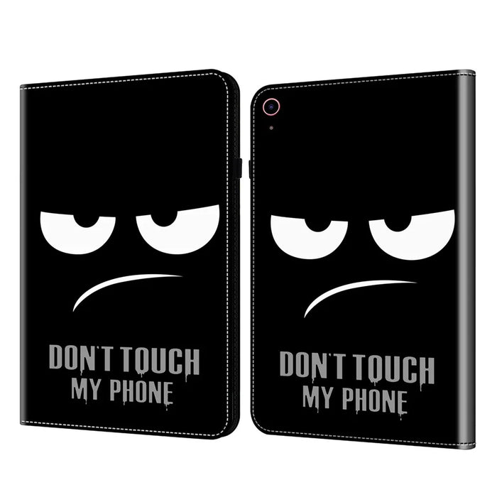 For iPad (2025) / 10.9 (2022) Pattern Printing PU Leather Flip Cover Anti-Scratch Strap Closure Tablet Case with Stand - Don't Touch My Phone - 1