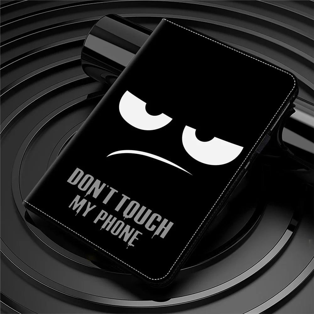 For iPad (2025) / 10.9 (2022) Pattern Printing PU Leather Flip Cover Anti-Scratch Strap Closure Tablet Case with Stand - Don't Touch My Phone - 6