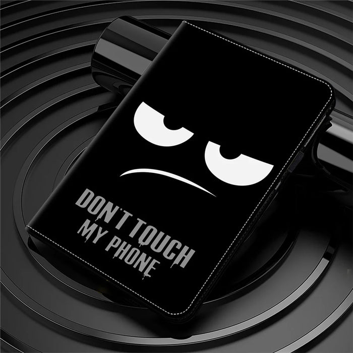 For iPad (2025) / 10.9 (2022) Pattern Printing PU Leather Flip Cover Anti-Scratch Strap Closure Tablet Case with Stand - Don't Touch My Phone - 6