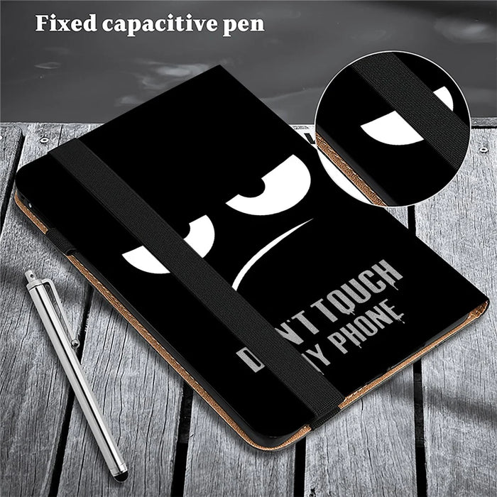 For iPad (2025) / 10.9 (2022) Pattern Printing PU Leather Flip Cover Anti-Scratch Strap Closure Tablet Case with Stand - Don't Touch My Phone - 7
