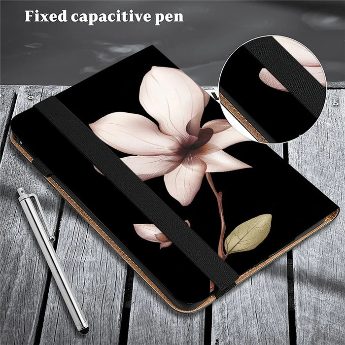 For Samsung Galaxy Tab S10+ / S9+ / S9 FE+ All-Inclusive Protection PU Leather TPU Tablet Stand Case Pattern Printing Cover - Datura Flower - 7