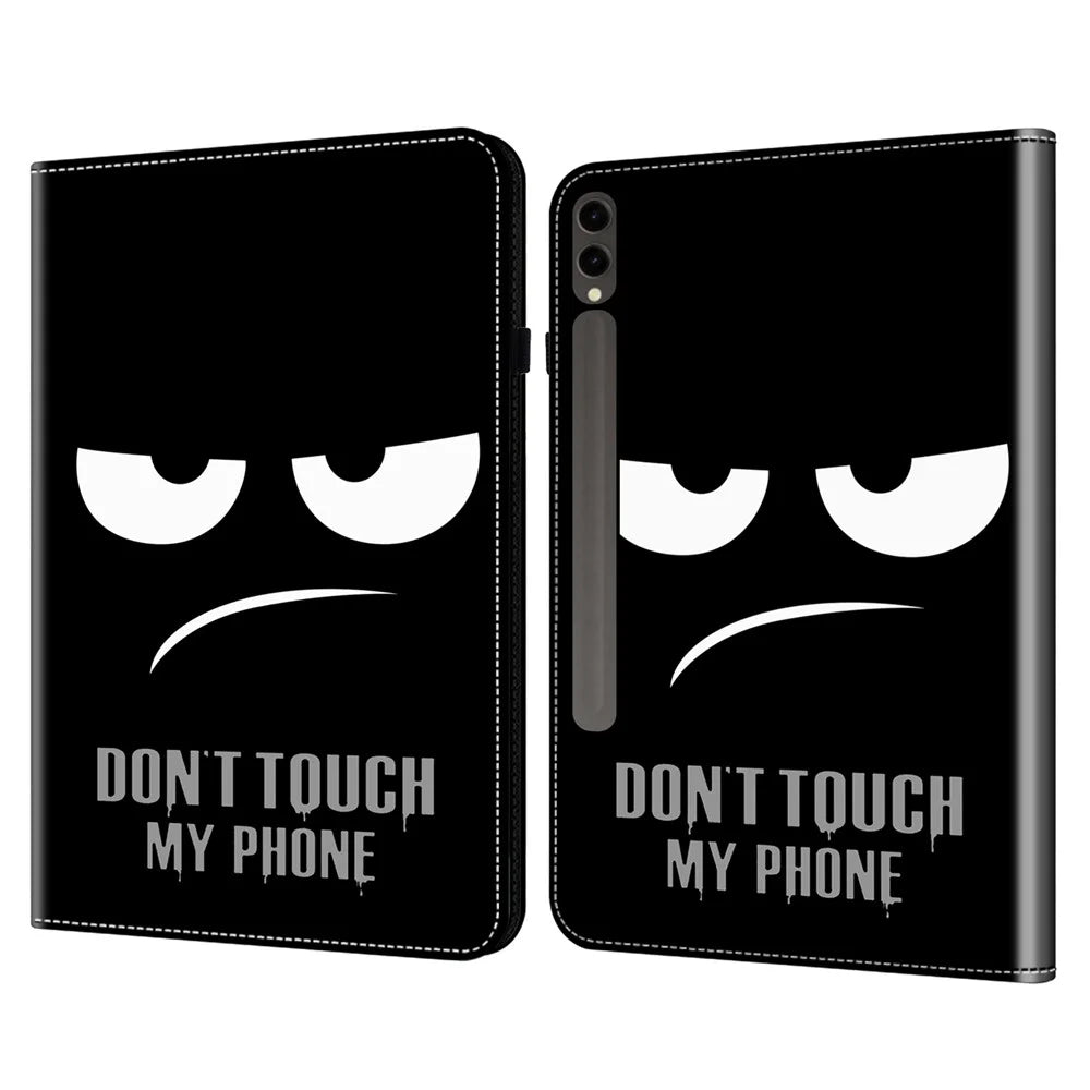 For Samsung Galaxy Tab S10 Lite / S10 FE / S9 FE / S9 PU Leather Tablet Case Pattern Printing Shell Cover Stand - Don't Touch My Phone - 1
