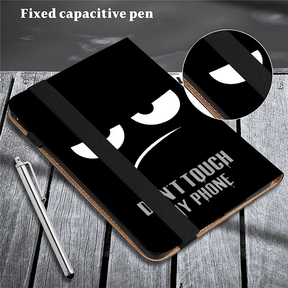 For Samsung Galaxy Tab S10 Lite / S10 FE / S9 FE / S9 PU Leather Tablet Case Pattern Printing Shell Cover Stand - Don't Touch My Phone - 7