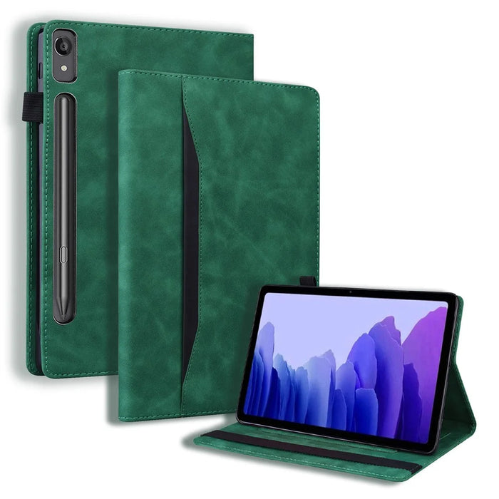For Lenovo Tab P12 PU Leather Tablet Case Wallet Stand Full Protection Tablet Cover - Green - 1