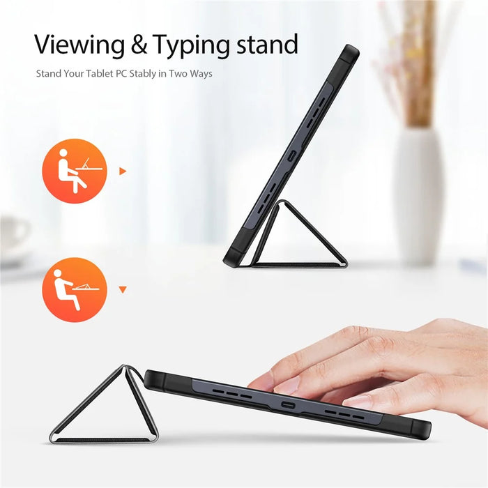 DUX DUCIS Domo Series for Realme Pad 2 PU Leather Tri-fold Stand Cover Auto Wake / Sleep Smart Tablet Case - Black - 3