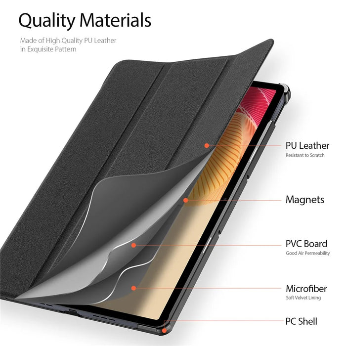 DUX DUCIS Domo Series for Realme Pad 2 PU Leather Tri-fold Stand Cover Auto Wake / Sleep Smart Tablet Case - Black - 6