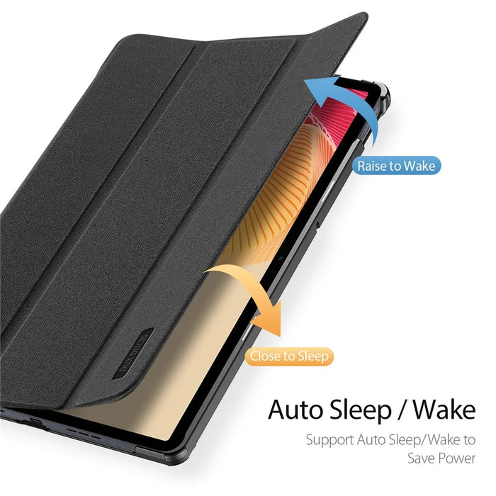 DUX DUCIS Domo Series for Realme Pad 2 PU Leather Tri-fold Stand Cover Auto Wake / Sleep Smart Tablet Case - Black - 7