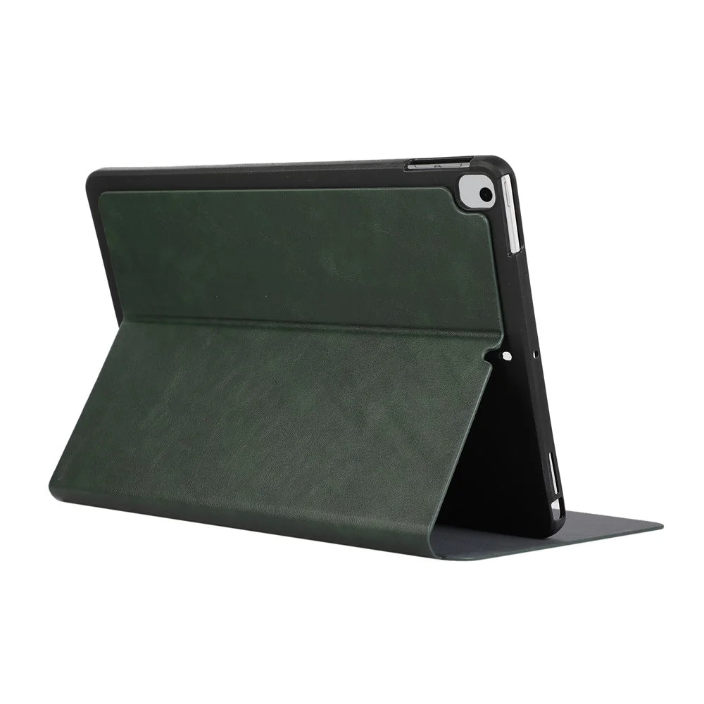 For iPad 10.2 (2021) / (2019) / (2020) PU Leather Flip Cover Anti-Dorp Auto Wake / Sleep Tablet Case with Stand - Green - 4