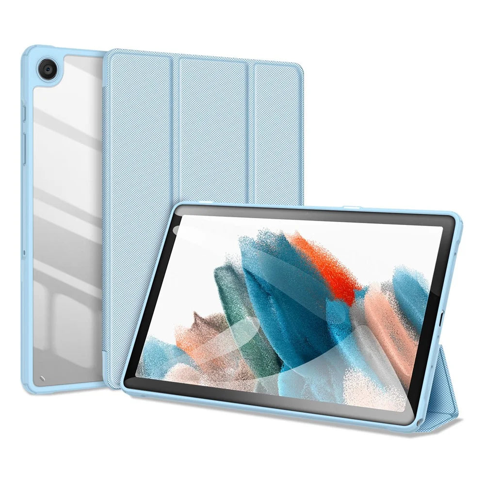 DUX DUCIS TOBY Series For Samsung Galaxy Tab A9+ Tri-fold Stand Cover PU Leather Auto Wake / Sleep Tablet Case - Baby Blue - 1
