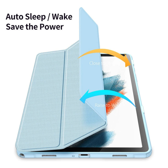 DUX DUCIS TOBY Series For Samsung Galaxy Tab A9+ Tri-fold Stand Cover PU Leather Auto Wake / Sleep Tablet Case - Baby Blue - 4