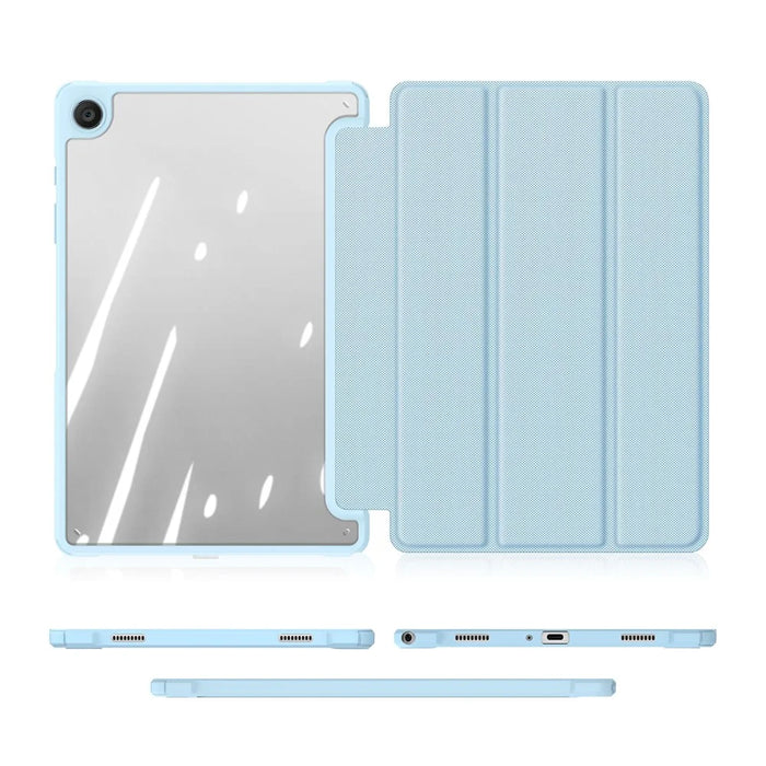 DUX DUCIS TOBY Series For Samsung Galaxy Tab A9+ Tri-fold Stand Cover PU Leather Auto Wake / Sleep Tablet Case - Baby Blue - 7