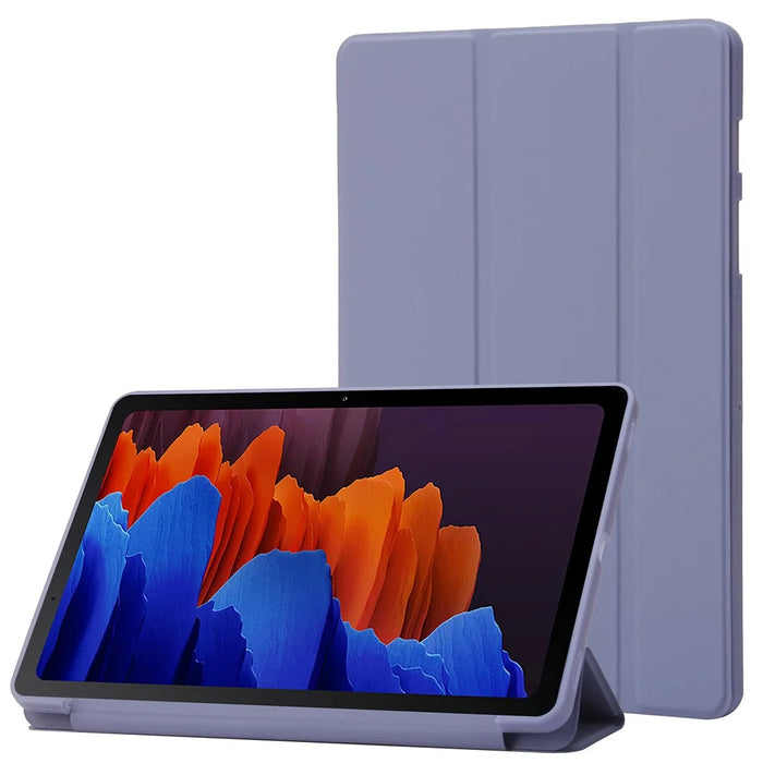 For Samsung Galaxy Tab S9+ Case Anti-scratch PU Leather + Silicone Tri-fold Stand Tablet Cover - Purple - 1