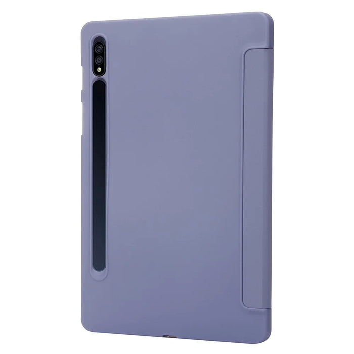 For Samsung Galaxy Tab S9+ Case Anti-scratch PU Leather + Silicone Tri-fold Stand Tablet Cover - Purple - 7