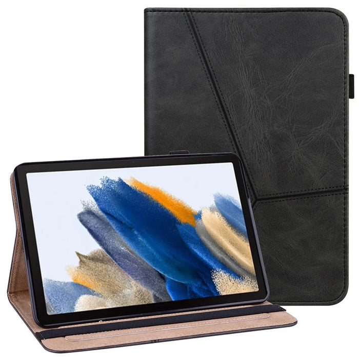 For Samsung Galaxy Tab A11 / A9 Cover PU Leather Stand Shell Card Holder Tablet Case - Black - 1