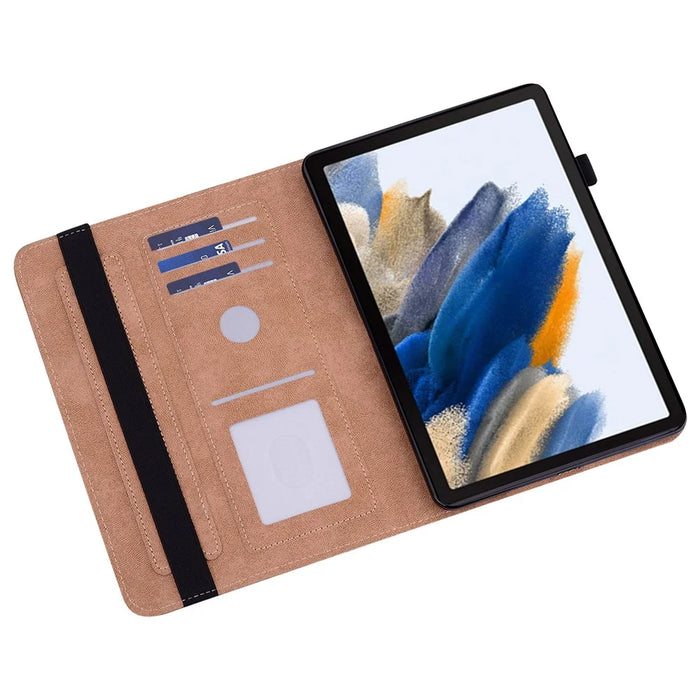 For Samsung Galaxy Tab A11 / A9 Cover PU Leather Stand Shell Card Holder Tablet Case - Black - 3