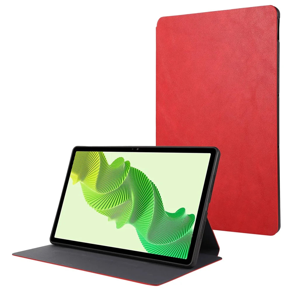 For Realme Pad 2 Case Scratch Proof PU Leather Flip Stand Tablet Cover - Red - 1