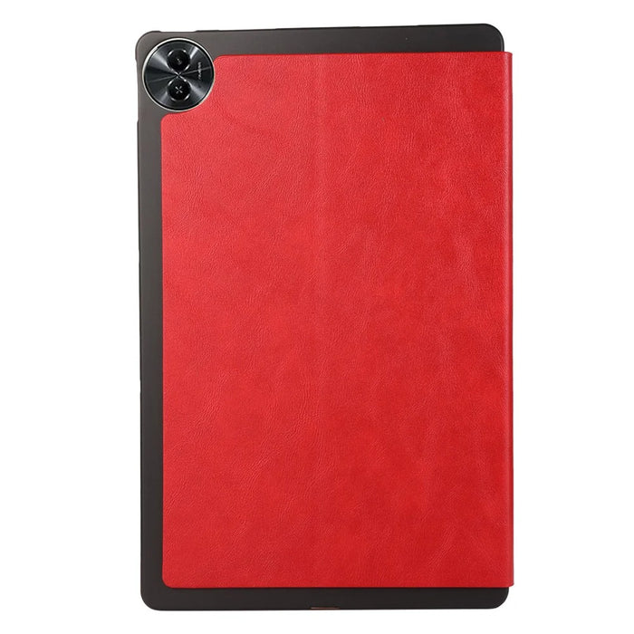 For Realme Pad 2 Case Scratch Proof PU Leather Flip Stand Tablet Cover - Red - 7