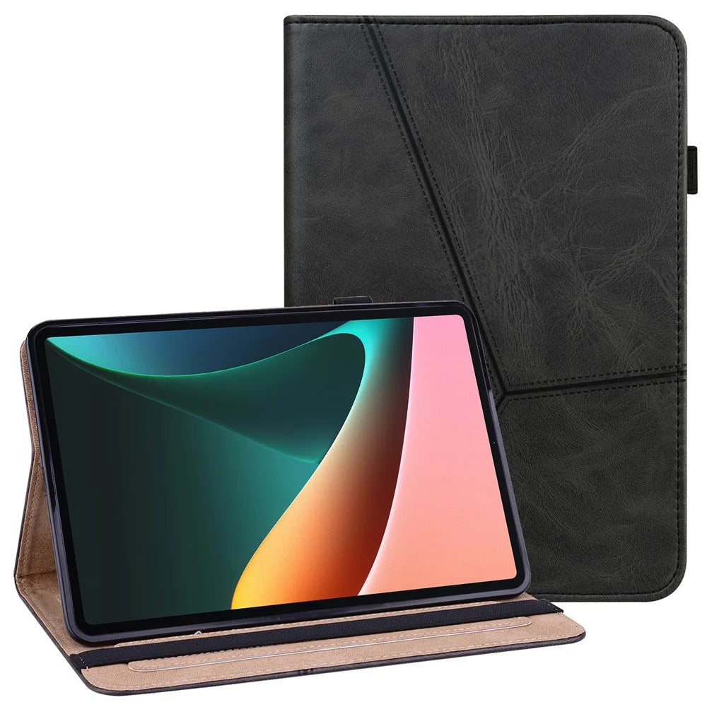 For Lenovo Xiaoxin Pad Pro 12.7 inch PU Leather Case Stand Card Holder Tablet Cover - Black - 1