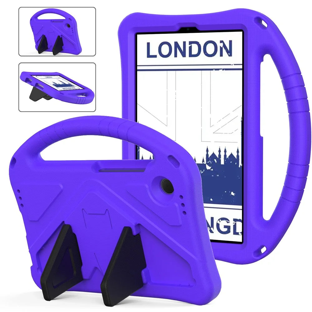 For Samsung Galaxy Tab A11 / A9 Case EVA Shockproof Grip Handle Kickstand Tablet Cover - Purple - 1