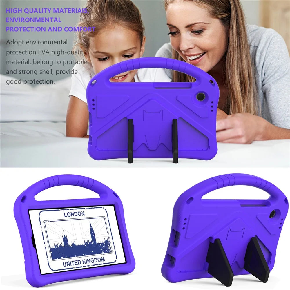For Samsung Galaxy Tab A11 / A9 Case EVA Shockproof Grip Handle Kickstand Tablet Cover - Purple - 3