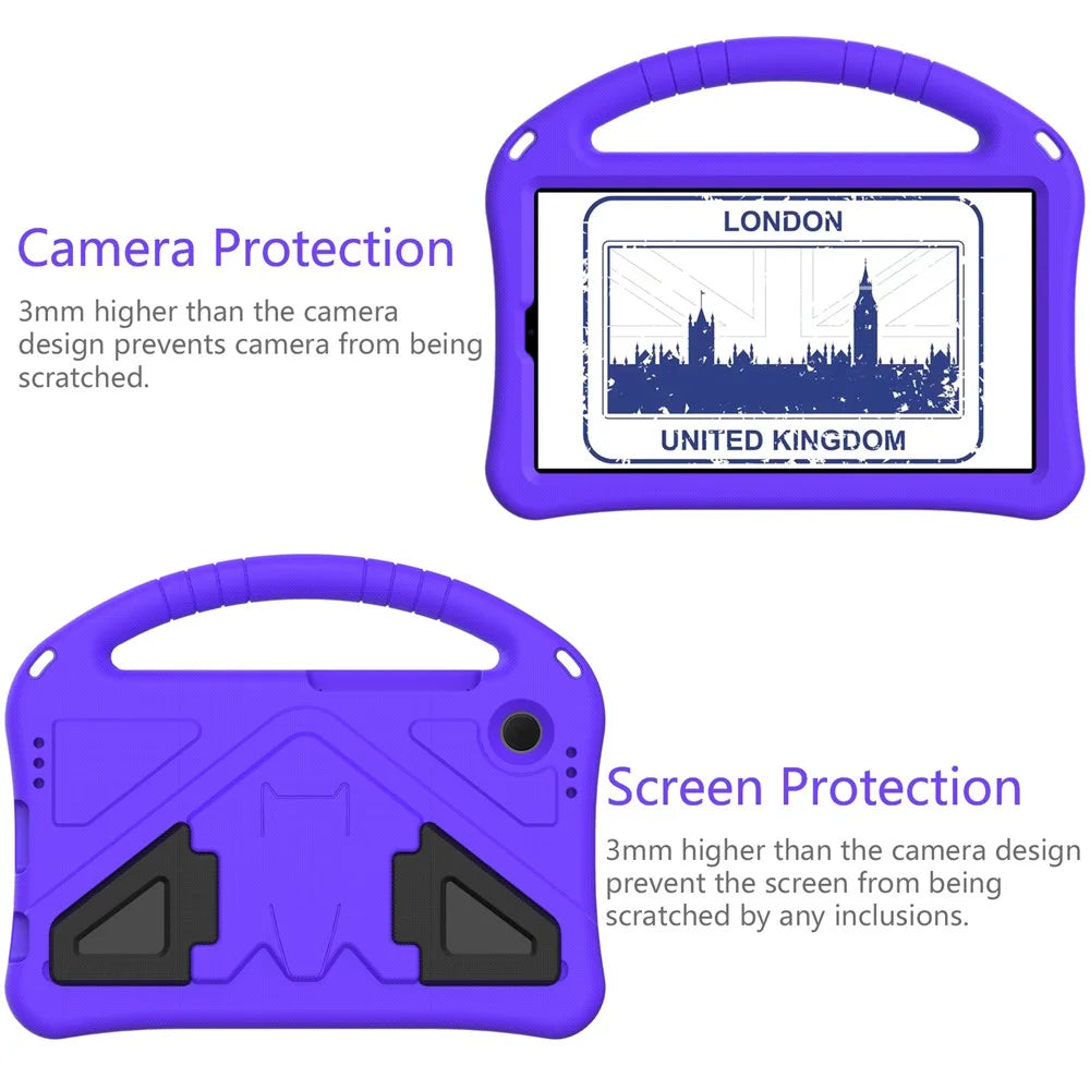 For Samsung Galaxy Tab A11 / A9 Case EVA Shockproof Grip Handle Kickstand Tablet Cover - Purple - 4