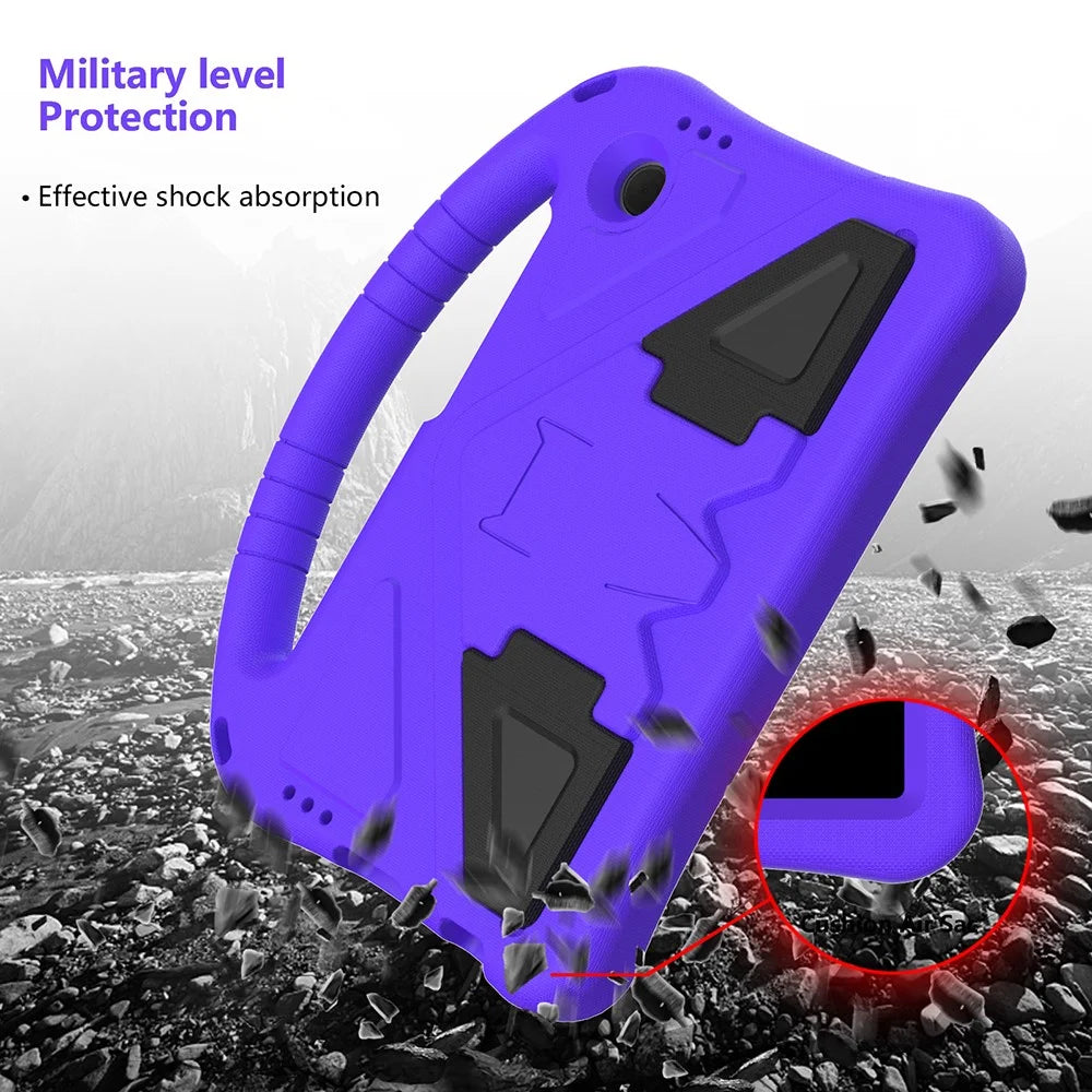 For Samsung Galaxy Tab A11 / A9 Case EVA Shockproof Grip Handle Kickstand Tablet Cover - Purple - 5