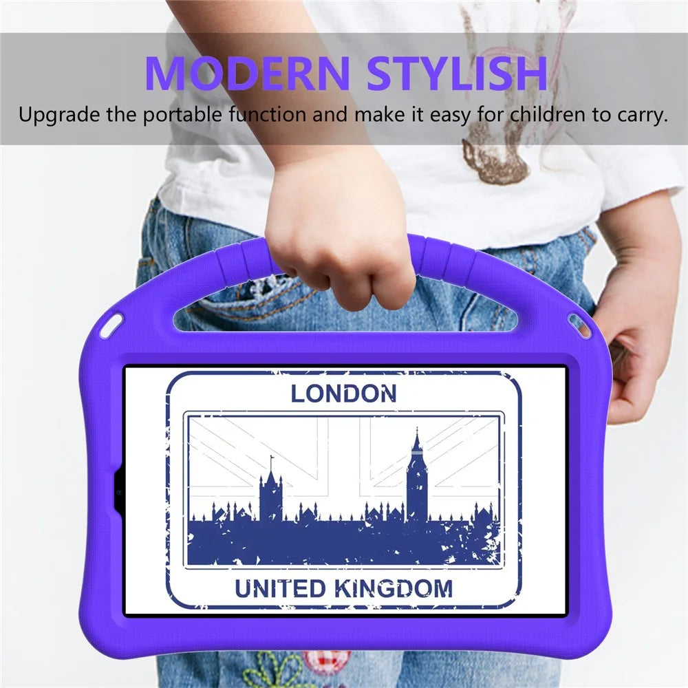 For Samsung Galaxy Tab A11 / A9 Case EVA Shockproof Grip Handle Kickstand Tablet Cover - Purple - 6