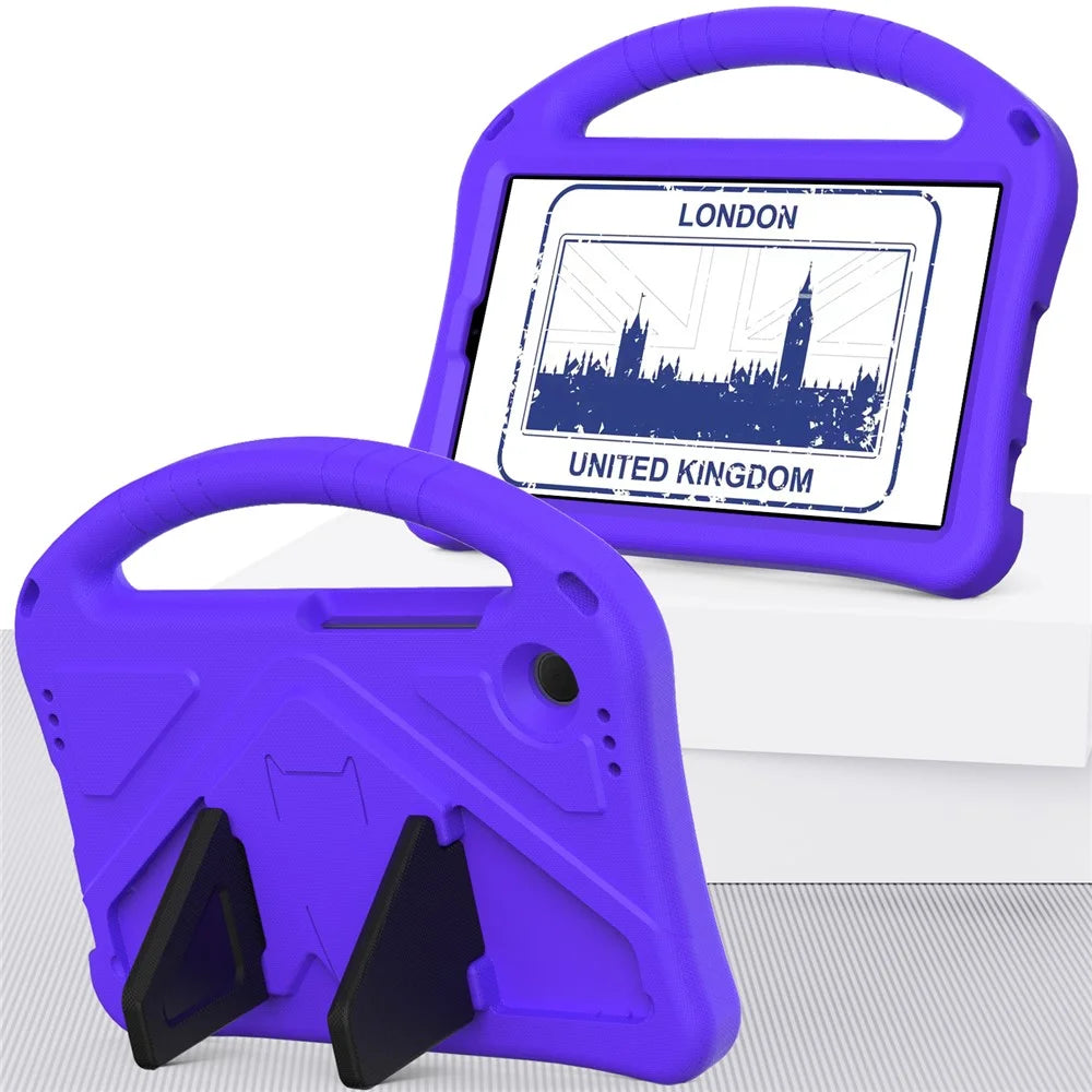 For Samsung Galaxy Tab A11 / A9 Case EVA Shockproof Grip Handle Kickstand Tablet Cover - Purple - 7