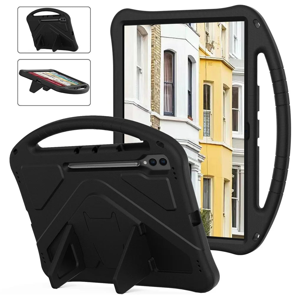 Shockproof Cover for Samsung Galaxy Tab S9 Ultra / S8 Ultra , Handle Kickstand Protective EVA Tablet Case - Black - 1