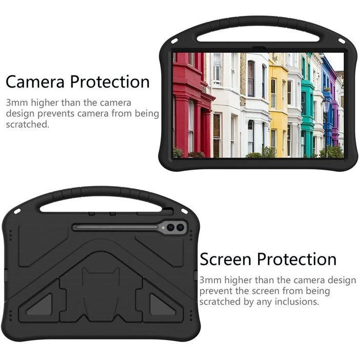 Shockproof Cover for Samsung Galaxy Tab S9 Ultra / S8 Ultra , Handle Kickstand Protective EVA Tablet Case - Black - 4