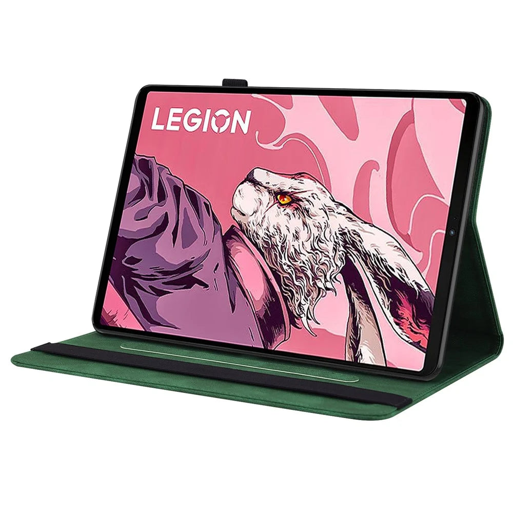 For Lenovo Legion Y700 (2023) / Tab Gen 2 Case PU Leather Imprinted Card Holder Stand Tablet Cover - Green - 3