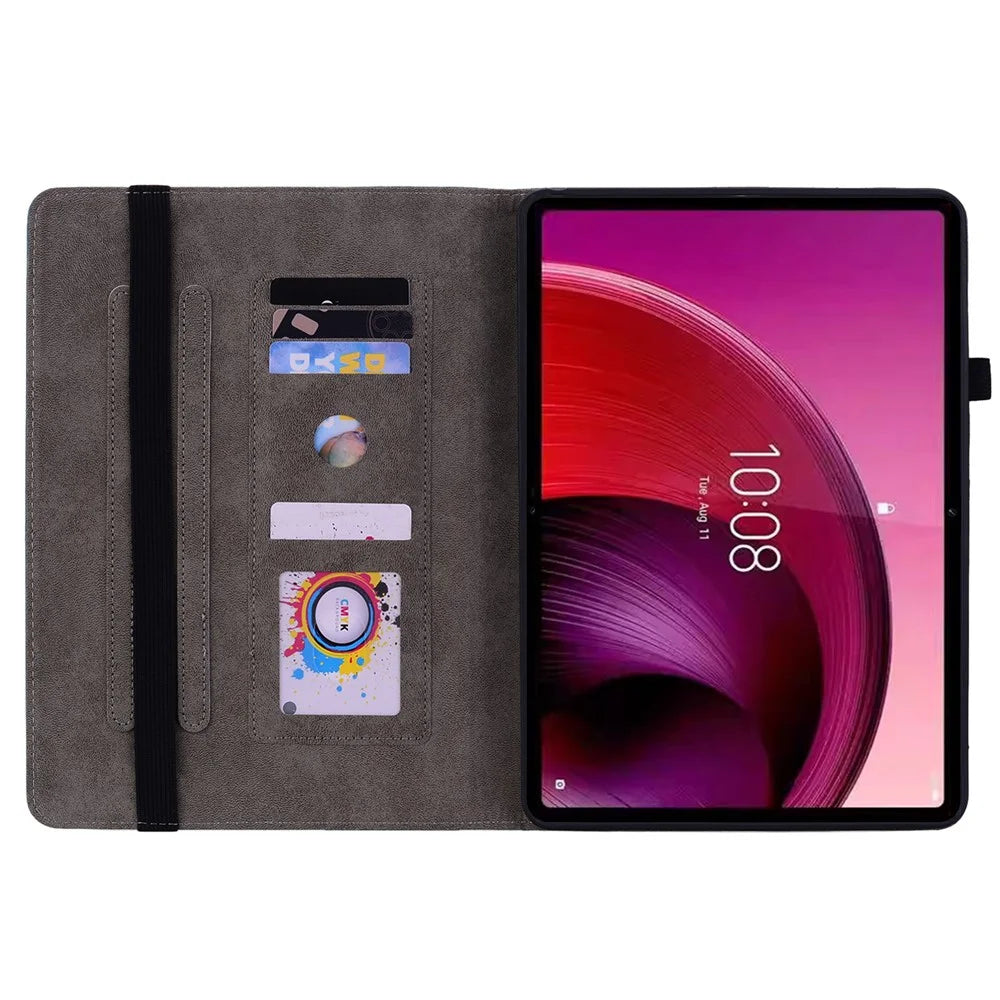 For Lenovo Tab M10 5G Leather Cover Butterfly Rose Imprinted Tablet Stand Case - Pink - 2