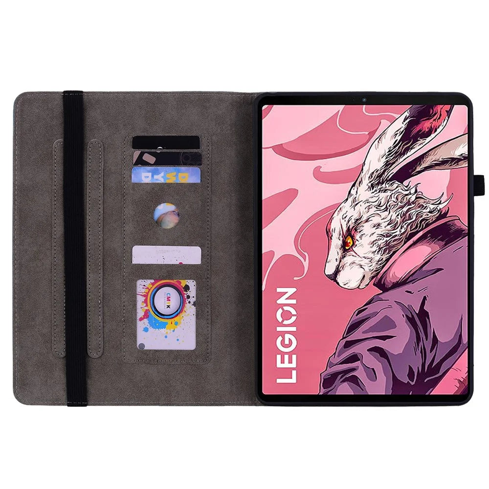 For Lenovo Legion Y700 (2023) / Tab Gen 2 Leather Case Butterfly Rose Imprint Card Slots Tablet Cover - Pink - 2