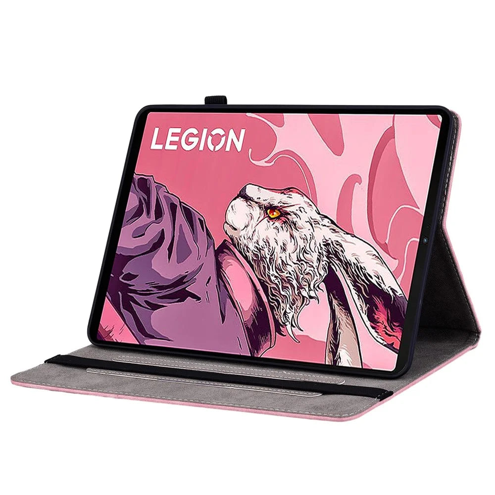 For Lenovo Legion Y700 (2023) / Tab Gen 2 Leather Case Butterfly Rose Imprint Card Slots Tablet Cover - Pink - 3