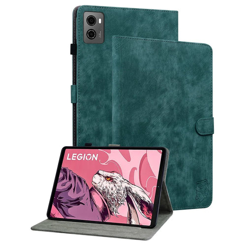For Lenovo Legion Y700 (2023) / Tab Gen 2 Cover Imprinted Stand PU Leather Card Holder Tablet Case - Green - 1