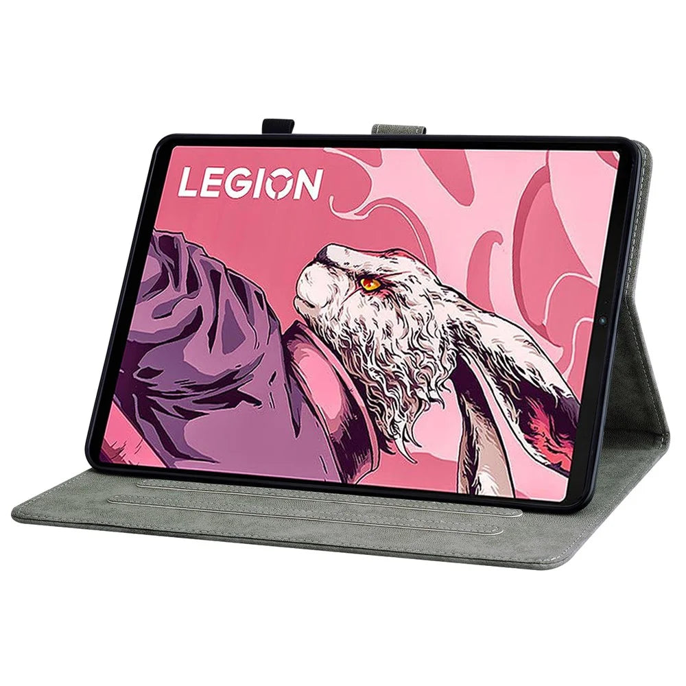For Lenovo Legion Y700 (2023) / Tab Gen 2 Cover Imprinted Stand PU Leather Card Holder Tablet Case - Green - 3