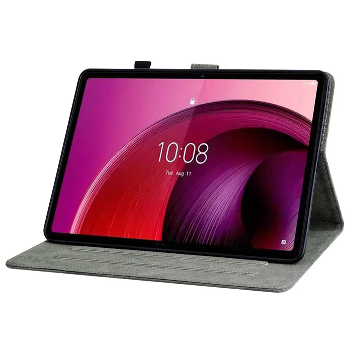 For Lenovo Tab M10 5G Anti-drop Case Imprinted PU Leather Card Holder Tablet Cover - Green - 3