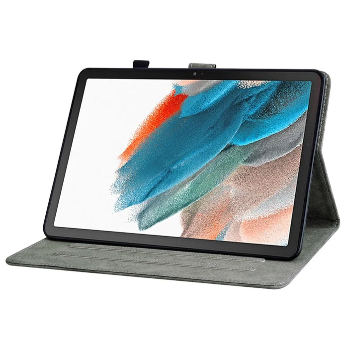 For Samsung Galaxy Tab A9 Leather Cover Cute Tiger Imprint Adjustable Stand Tablet Case - Green - 3