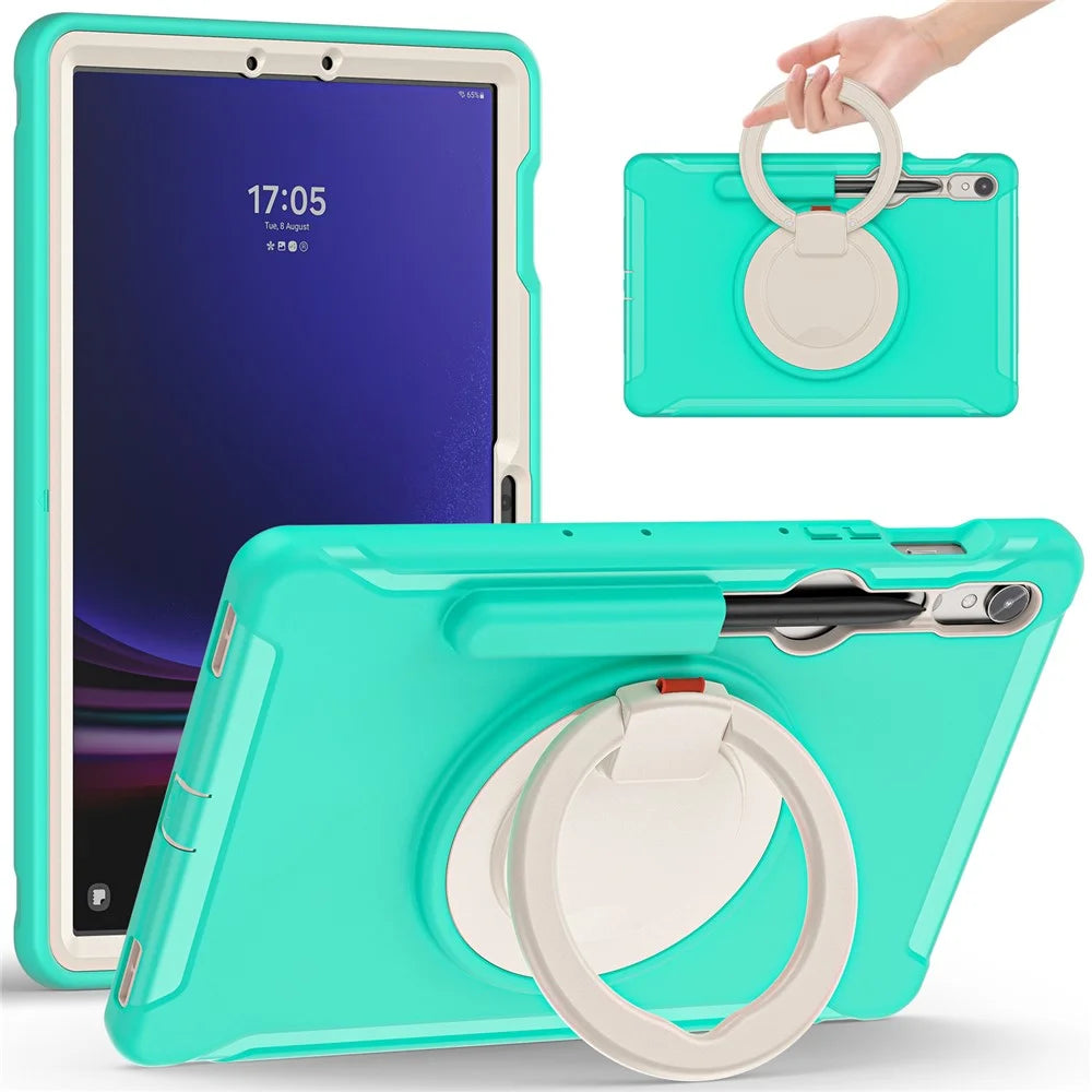 For Samsung Galaxy Tab S10 Lite / S10 FE / S9 FE / S7 T870 / S8 X700 / S9 X710 Case Kickstand Tablet Cover with Pen Slot - Mint Green - 1