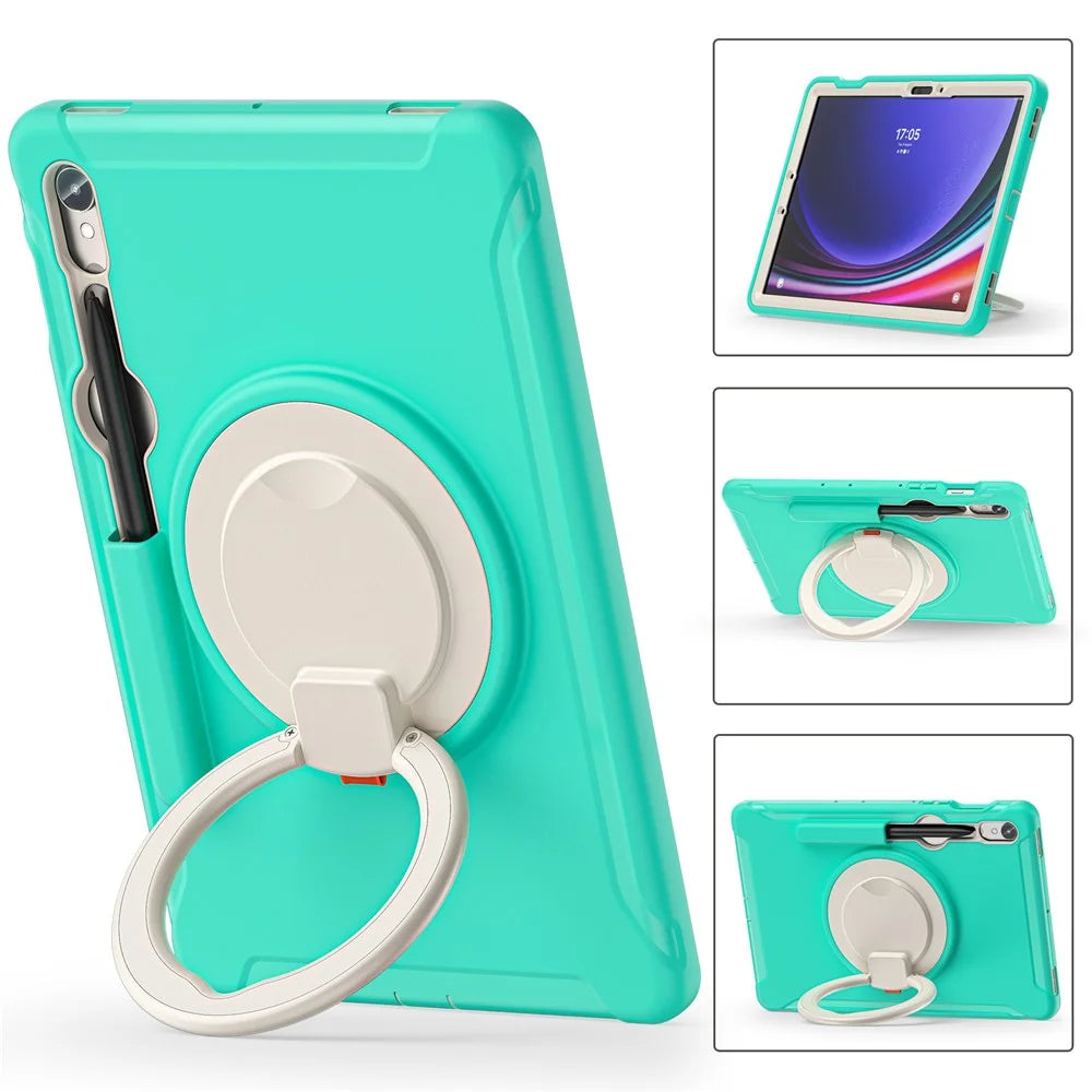 For Samsung Galaxy Tab S10 Lite / S10 FE / S9 FE / S7 T870 / S8 X700 / S9 X710 Case Kickstand Tablet Cover with Pen Slot - Mint Green - 3