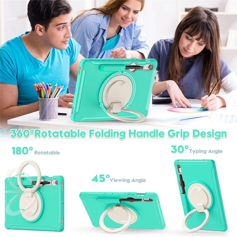 For Samsung Galaxy Tab S10 Lite / S10 FE / S9 FE / S7 T870 / S8 X700 / S9 X710 Case Kickstand Tablet Cover with Pen Slot - Mint Green - 4