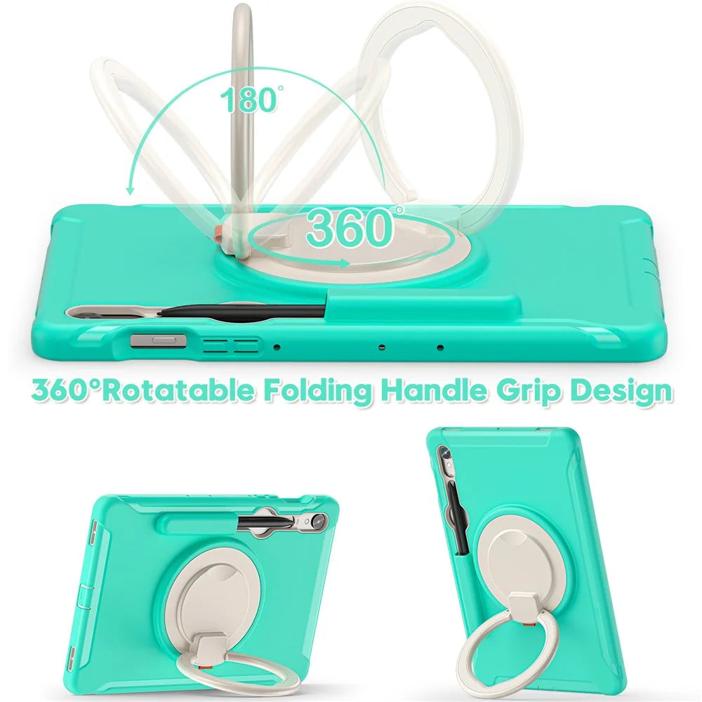For Samsung Galaxy Tab S10 Lite / S10 FE / S9 FE / S7 T870 / S8 X700 / S9 X710 Case Kickstand Tablet Cover with Pen Slot - Mint Green - 7